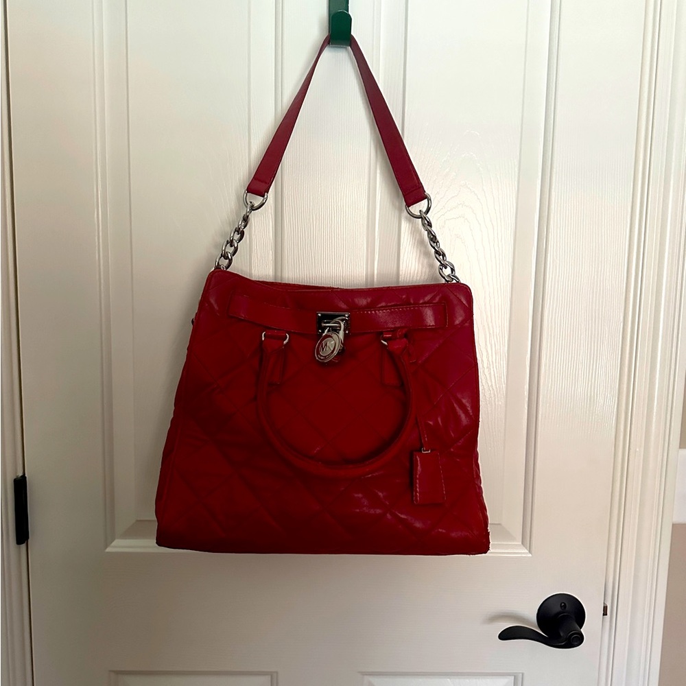 Michael Kors Shoulder Bag Red Quilted Leather